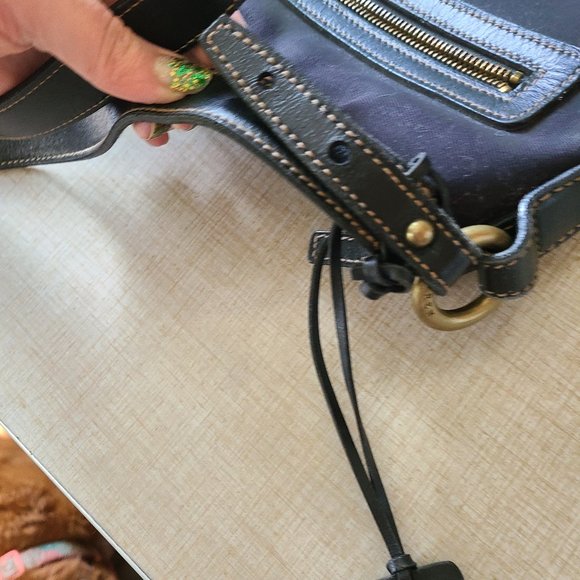 Vintage Black Ralph Lauren 'Lauren' Cotton & Leather Crossbody Bag - Picture 9 of 16